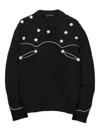 Prada Wool Crew Neck Sweater With Ribbed Cuffs In Black