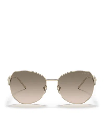 Prada Womens Gold Pr 57ys Aviator Steel And Polyamide Sunglasses In Pale Gold
