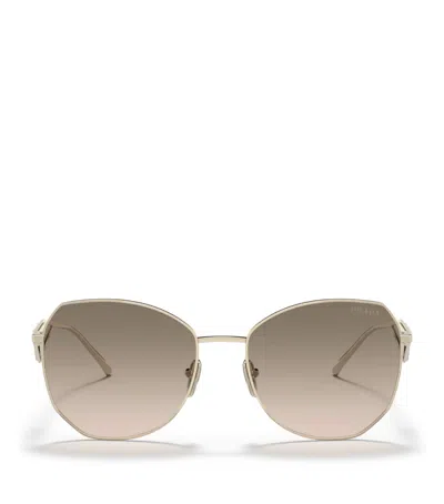 Prada Womens Gold Pr 57ys Aviator Steel And Polyamide Sunglasses In Pale Gold