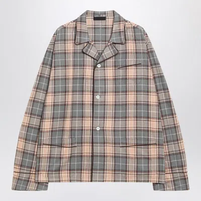 Prada Steel/cameo Checked Shirt In Multi