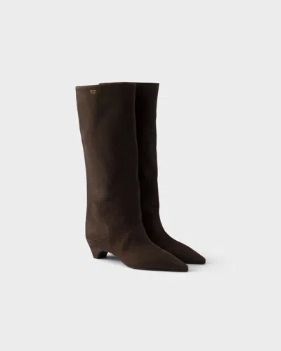 Prada Stiefel Aus Leder In Brown