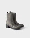 Prada Leather Booties In Gray