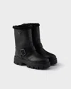 Prada Stiefeletten Aus Leder Und Lammfell In Black