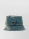 Prada Stitched Brim Denim Bucket Hat