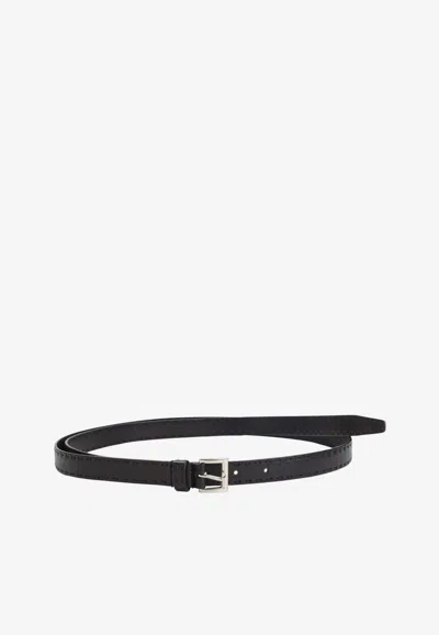 Prada Stitched Leather Pin-buckle Belt In Black