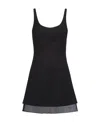Prada Enamel Triangle-logo Wool Dress In Black