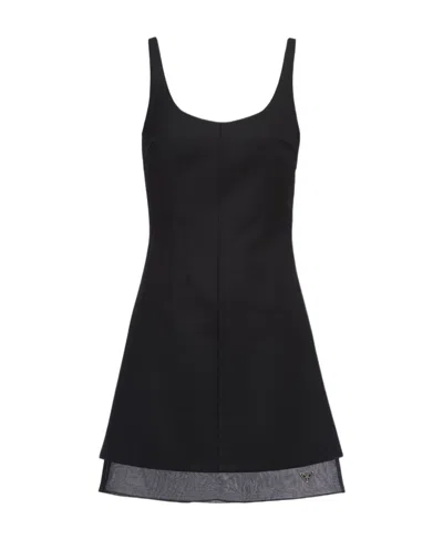 PRADA PRADA LOGO PLAQUE SLEEVELESS MINI DRESS