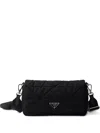 Prada Stitching Padded Shoulder Bag In Black