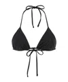 Prada Stretch Re-nylon Rhinestone Halterneck Bikini In Black