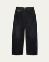 Prada High-rise Wide Leg Denim Jeans In Black