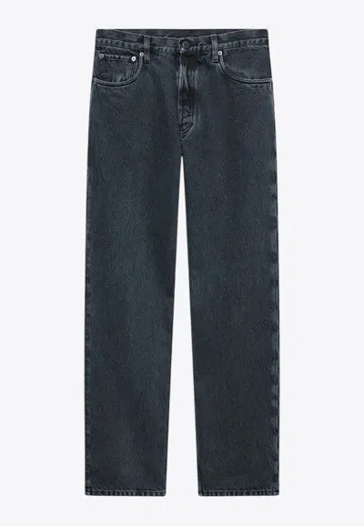 Prada Straight-leg Over-dyed Jeans In Blue