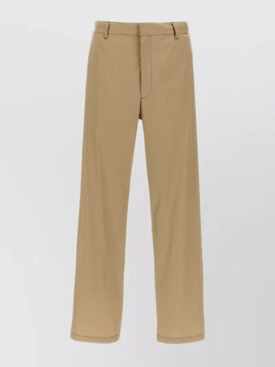 Prada Straight Leg Poplin Trousers In Brown