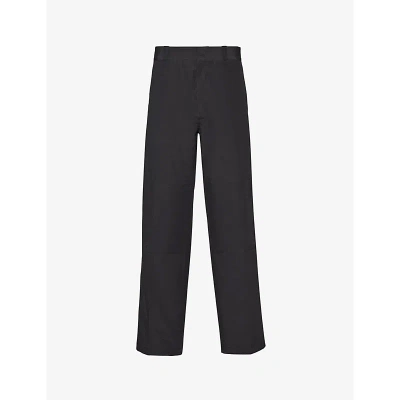 Prada Mens Black Straight-leg Regular-fit Cotton Trousers