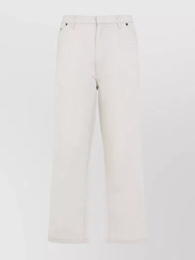 Prada Straight Leg Trousers Back Pocket In Beige