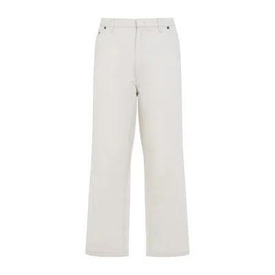 Prada Straight-leg Trousers In Premium Cotton-linen Blend In Beige