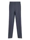 Prada Wide Aviator Blue Mohair And Silk Trousers In Blue