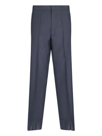 Prada Wide Aviator Blue Mohair And Silk Trousers In Aviation