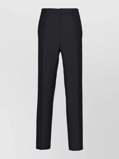 Prada Straight Trousers Belt Loops Stripe Detail In Black