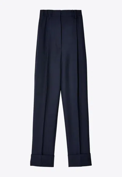 Prada Straight-leg Mohair Pants In Blue