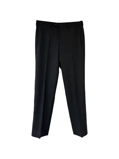 Pre-owned Prada Straight-leg Wool Trousers In Black