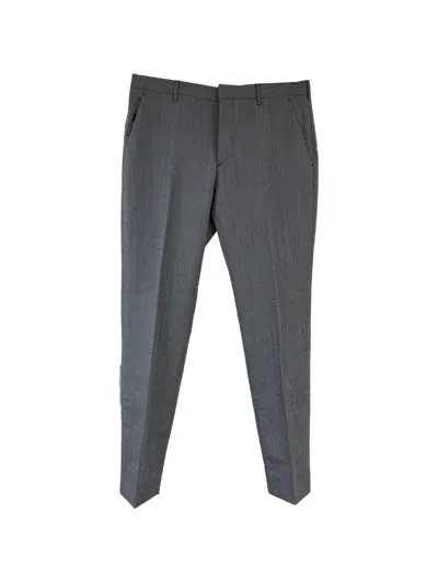 Pre-owned Prada Straight-leg Wool Trousers In Gray
