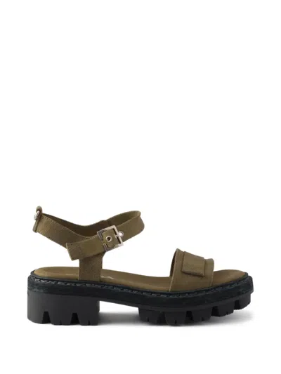 Prada Strap Buckled Sandals In Green