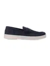 Prada Logo Strap Loafers In Blue