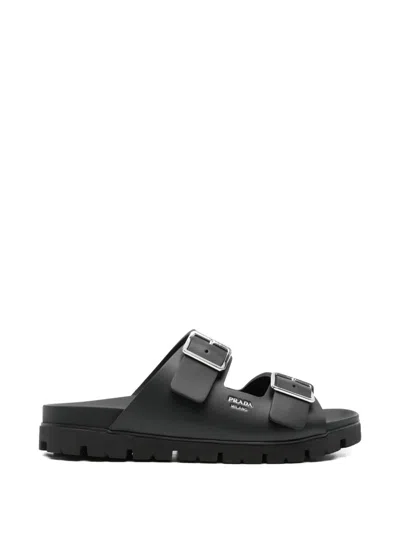 Prada Strap Sandals With Buckle In Black