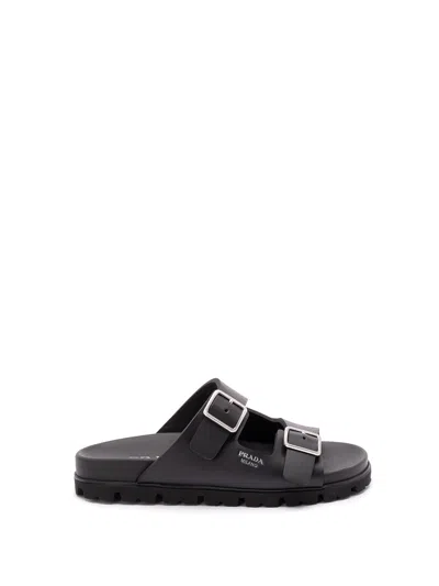 Prada Strap Slides In Black