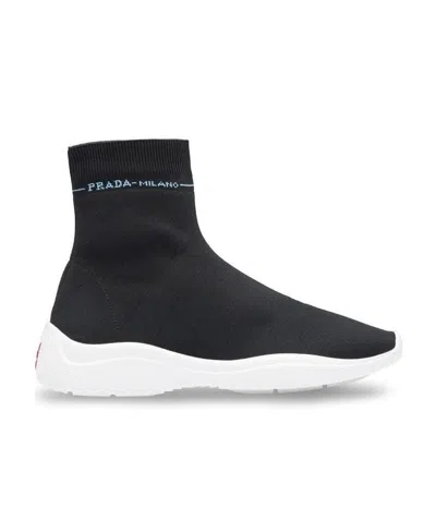 Prada Strapless High-top Sneakers In Black