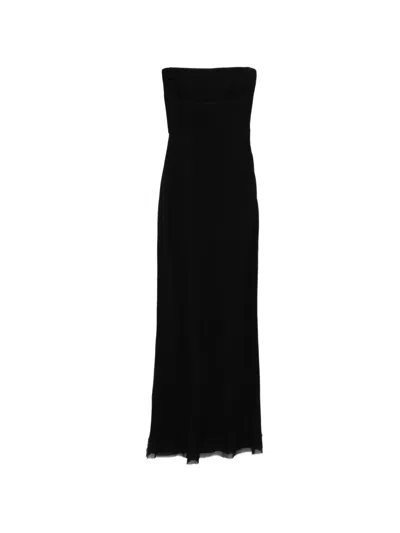 Pre-owned Prada Strapless Maxi Dress In Black