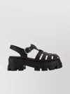 Prada Rubber Logo Chunky-sole Fisherman Sandals In Black