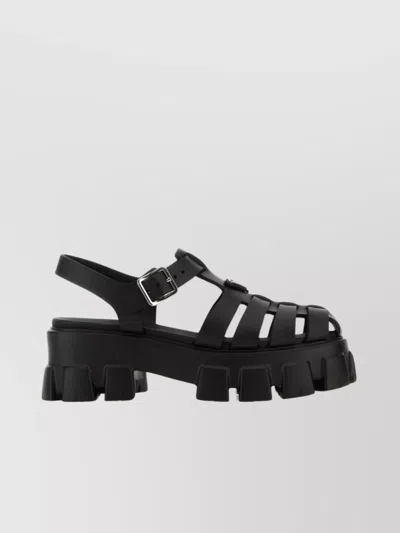 PRADA STRAPPY OPEN TOE CHUNKY SOLE SANDALS