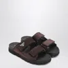 Prada Strappy Sandals In Dark Brown Suede Leather In Brown