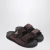 Prada Double Strap Open Toe Leather Sandals In Brown