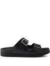Prada Double-strap Buckle Sandals In Black