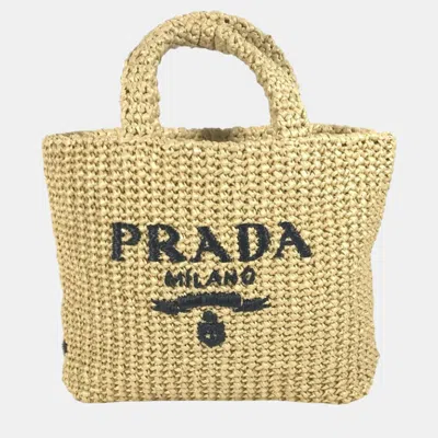 Pre-owned Prada Straw Bag Natural Beige Tote Bag