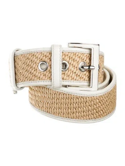 Pre-owned Prada Straw Belt In Neutral