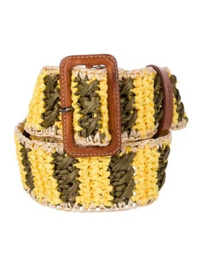 Pre-owned Prada Straw Belt In Yellow