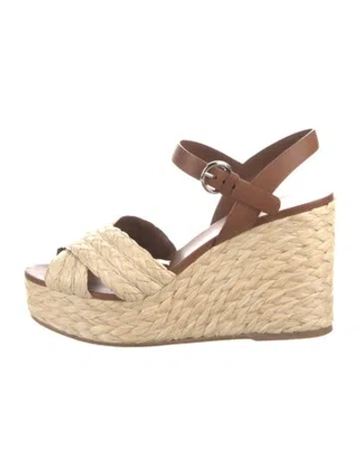 Pre-owned Prada Straw Braided Accents Espadrilles In Brown
