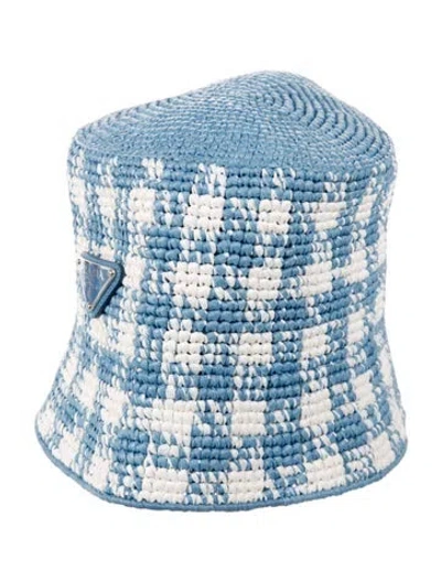 Pre-owned Prada Straw Bucket Hat In Blue