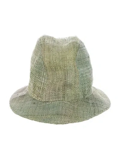 Pre-owned Prada Straw Bucket Hat In Green