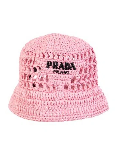 Pre-owned Prada Straw Bucket Hat In Pink