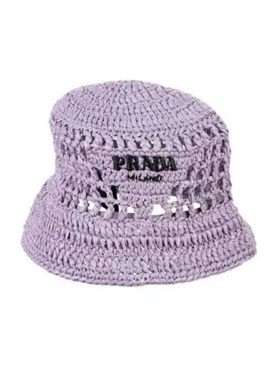 Pre-owned Prada Straw Bucket Hat In Purple