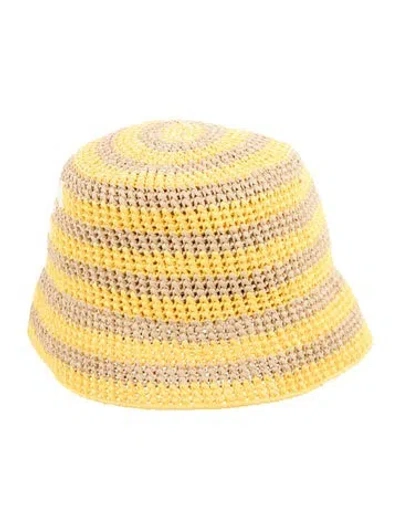 Pre-owned Prada Straw Bucket Hat In Yellow