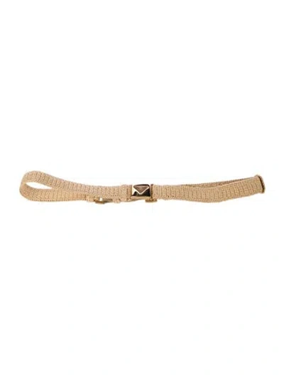 Pre-owned Prada Straw Chain-link Belt In Yellow