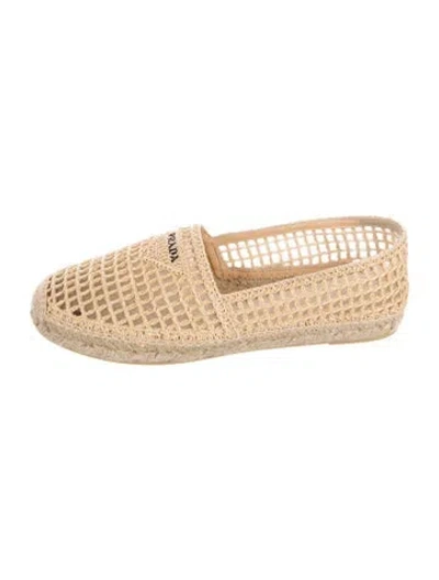 Pre-owned Prada Straw Espadrille Sneakers In Neutral