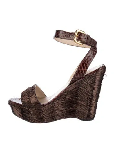 Pre-owned Prada Straw Espadrilles In Brown
