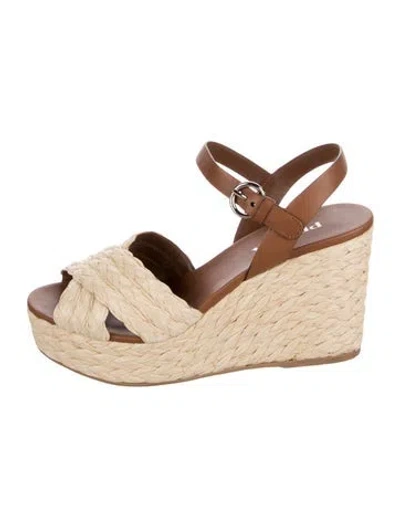 Pre-owned Prada Straw Espadrilles In Neutral