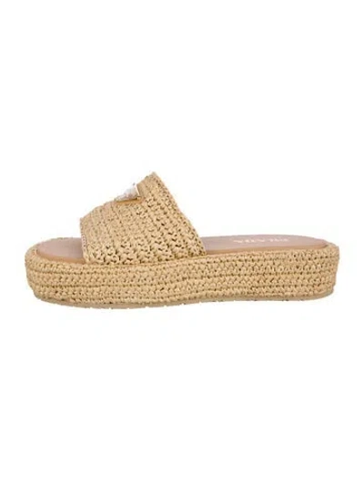 Pre-owned Prada Straw Espadrilles In Neutral